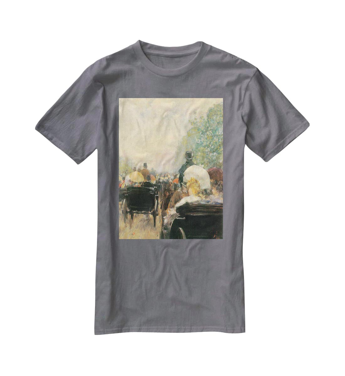 Carriage Parade by Hassam T-Shirt - Canvas Art Rocks - 3