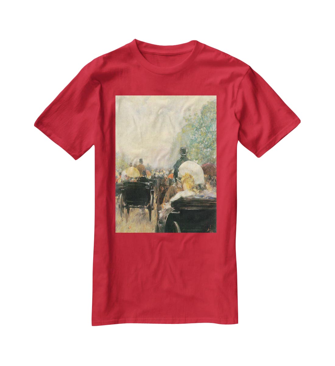Carriage Parade by Hassam T-Shirt - Canvas Art Rocks - 4