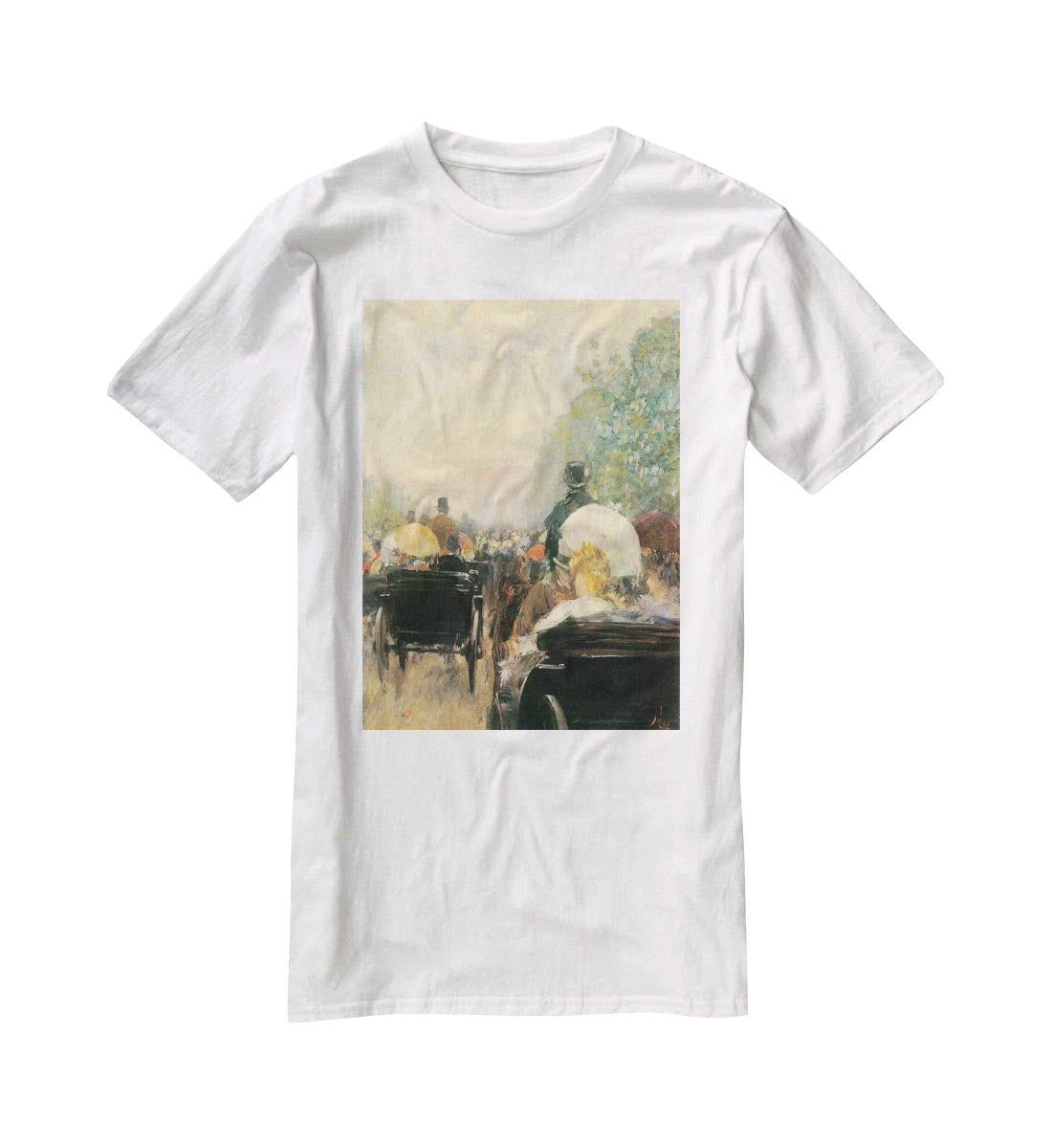 Carriage Parade by Hassam T-Shirt - Canvas Art Rocks - 5