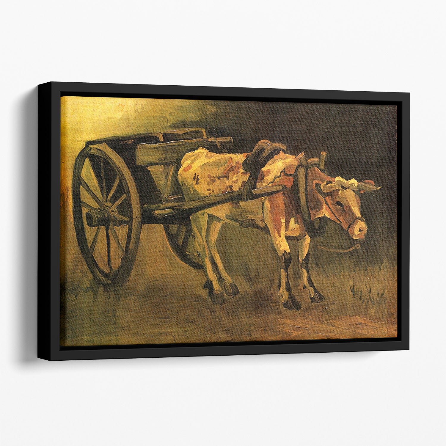 Cart with Red and White Ox by Van Gogh Floating Framed Canvas
