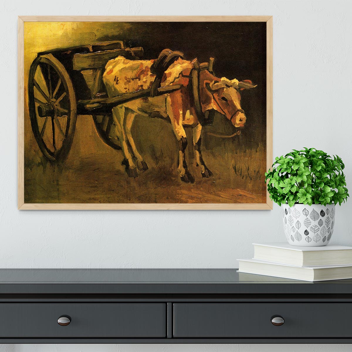 Cart with Red and White Ox by Van Gogh Framed Print - Canvas Art Rocks - 4