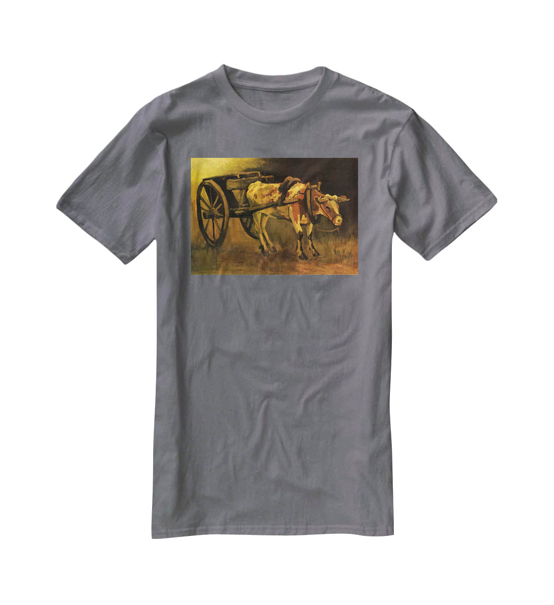 Cart with Red and White Ox by Van Gogh T-Shirt - Canvas Art Rocks - 3