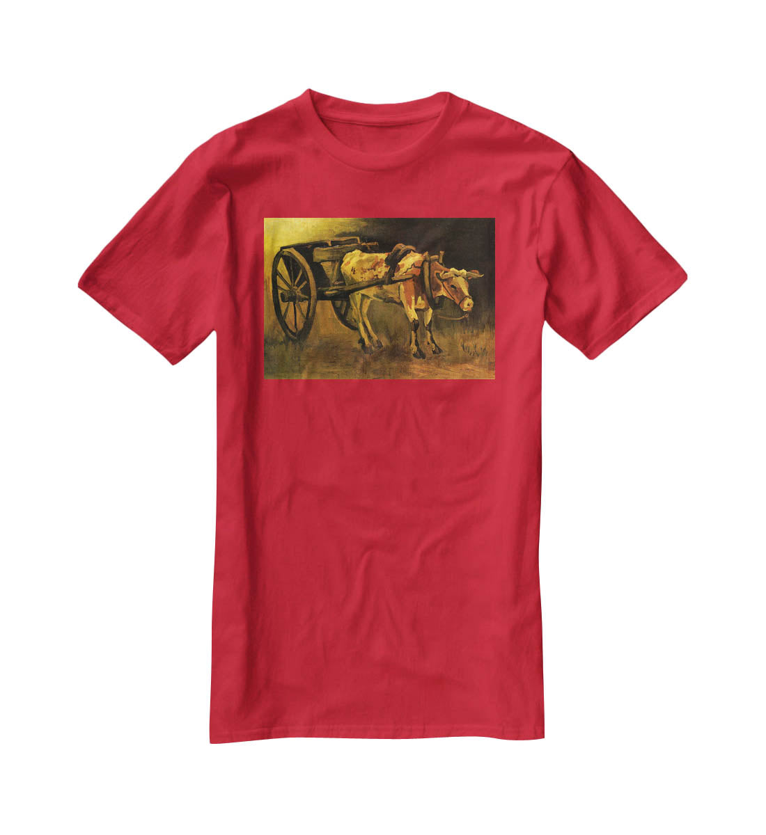 Cart with Red and White Ox by Van Gogh T-Shirt - Canvas Art Rocks - 4