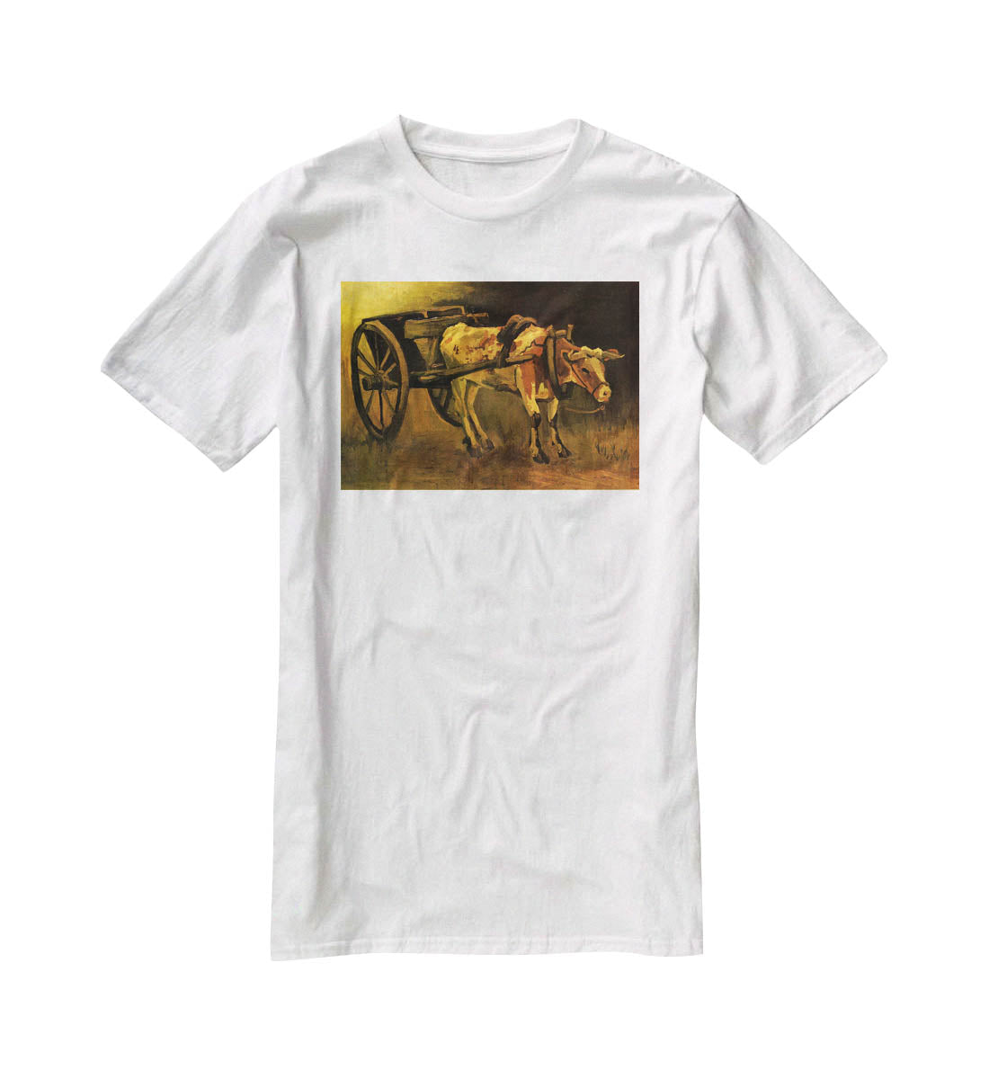 Cart with Red and White Ox by Van Gogh T-Shirt - Canvas Art Rocks - 5