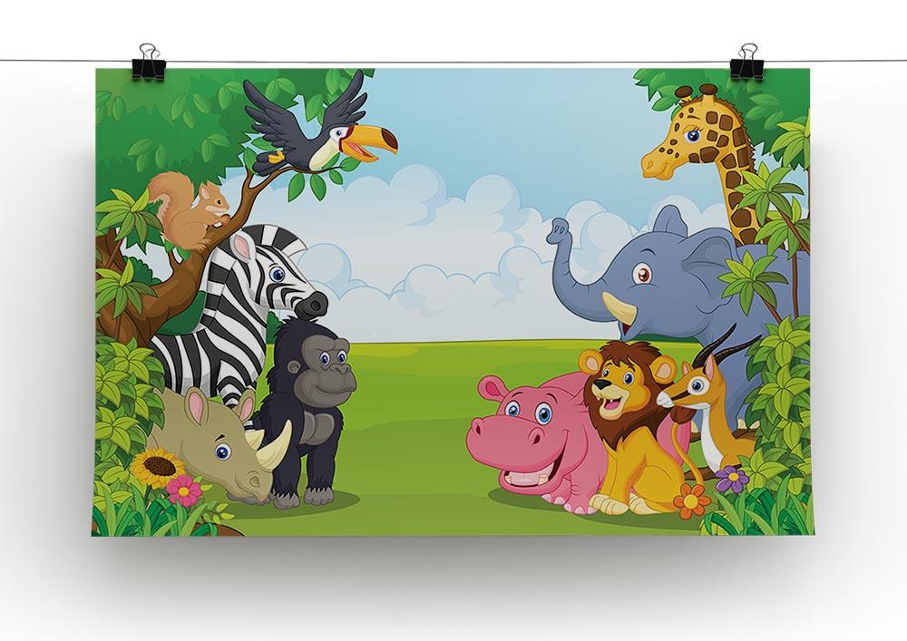 Cartoon collection animal in the jungle Canvas Print or Poster - Canvas Art Rocks - 2