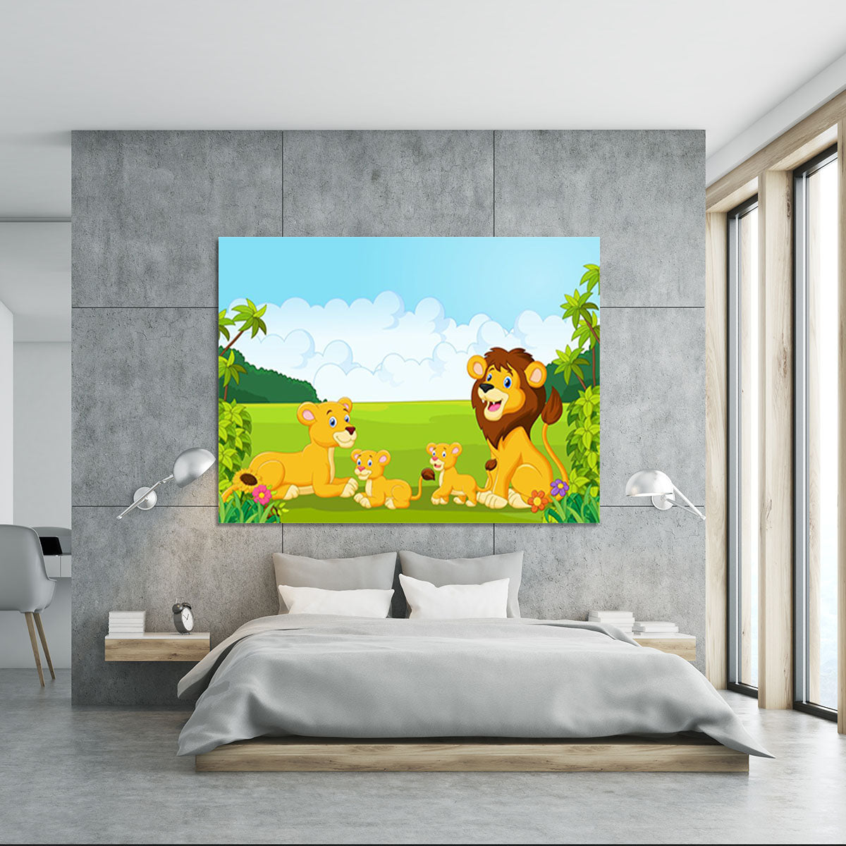 Cartoon lion family Canvas Print or Poster - Canvas Art Rocks - 5