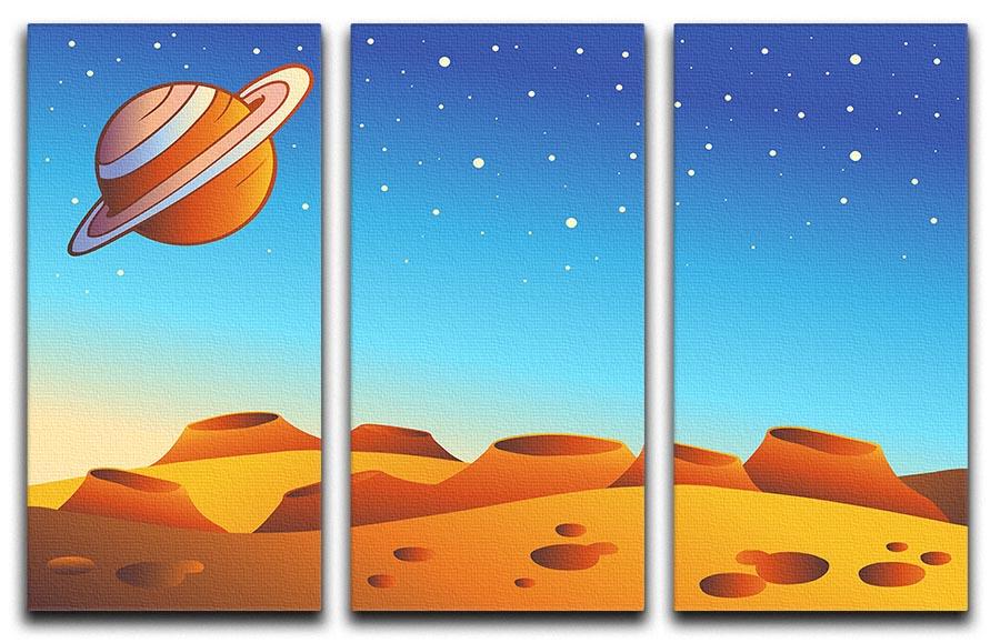 Cartoon red planet landscape 3 Split Panel Canvas Print - Canvas Art Rocks - 1