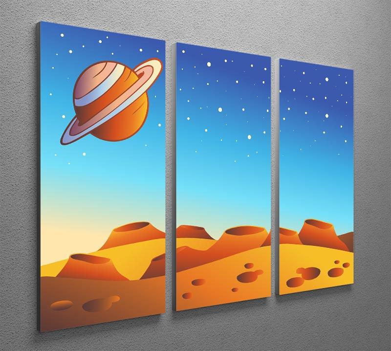 Cartoon red planet landscape 3 Split Panel Canvas Print - Canvas Art Rocks - 2