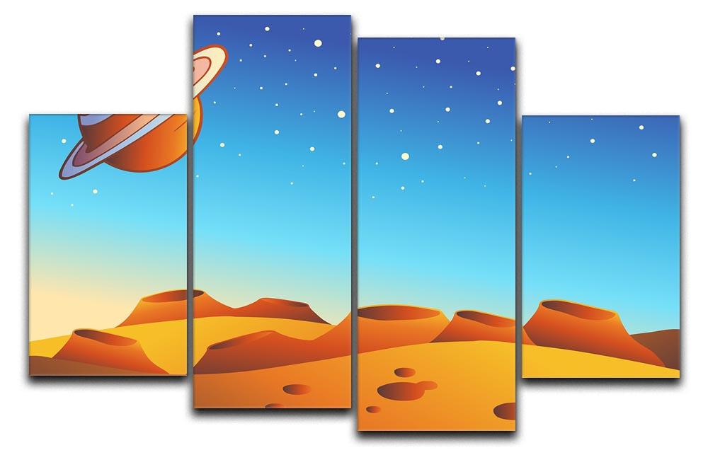 Cartoon red planet landscape 4 Split Panel Canvas  - Canvas Art Rocks - 1