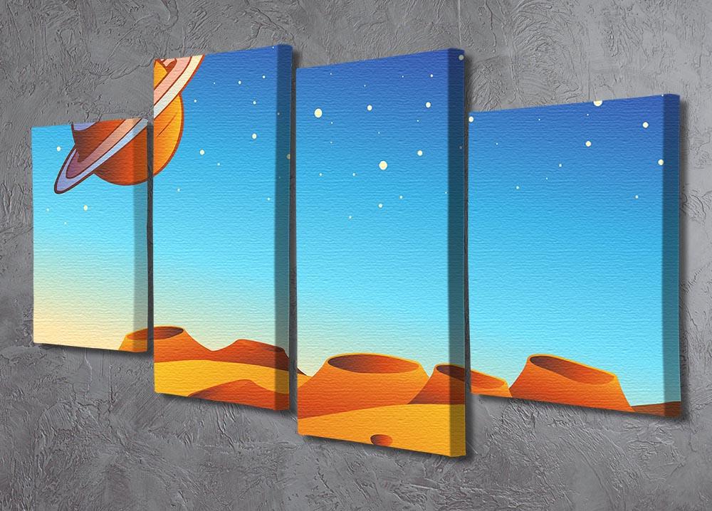 Cartoon red planet landscape 4 Split Panel Canvas - Canvas Art Rocks - 2