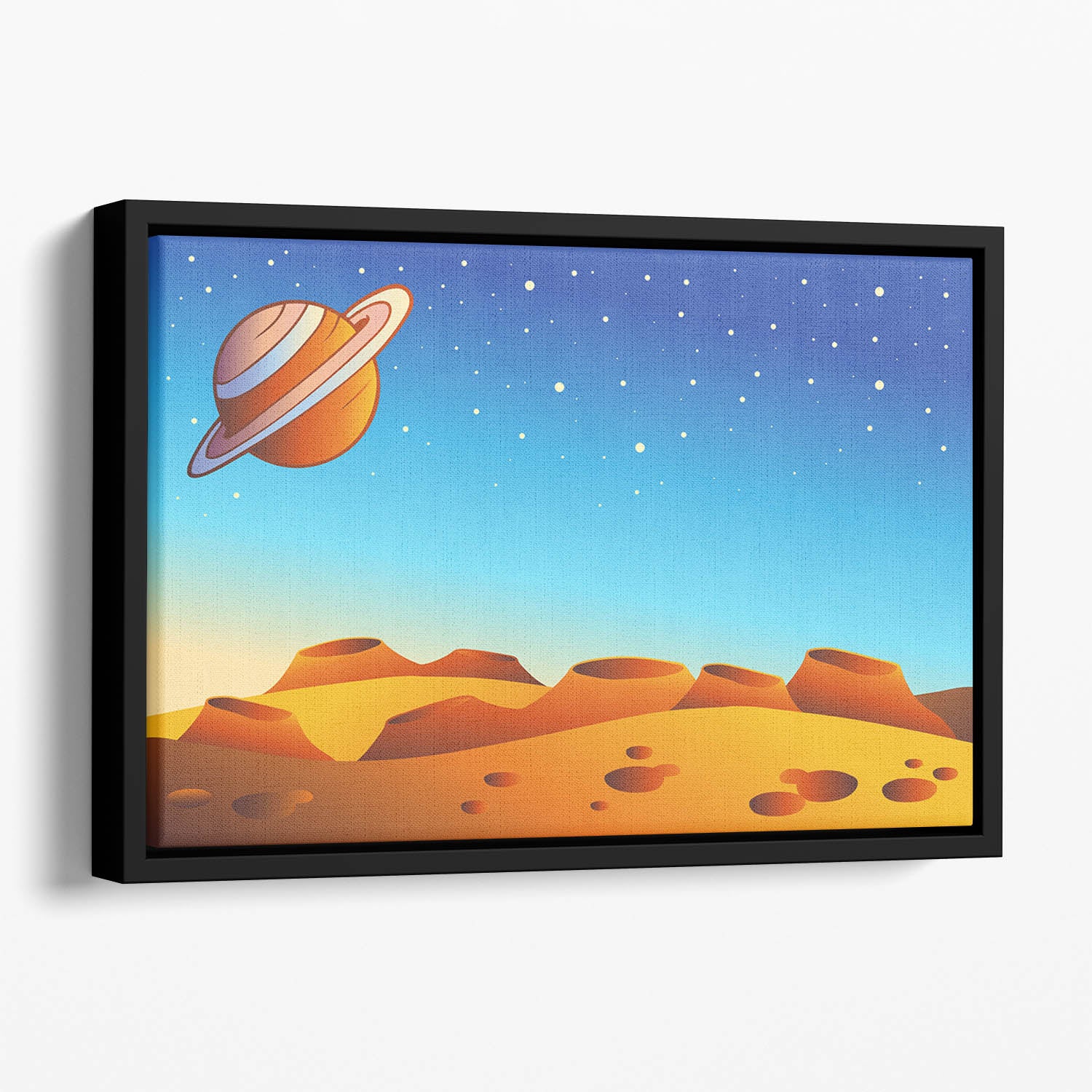 Cartoon red planet landscape Floating Framed Canvas