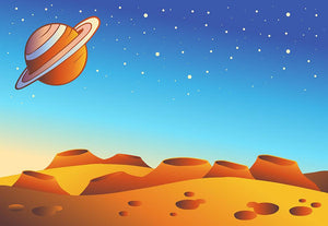 Cartoon red planet landscape Wall Mural Wallpaper - Canvas Art Rocks - 1