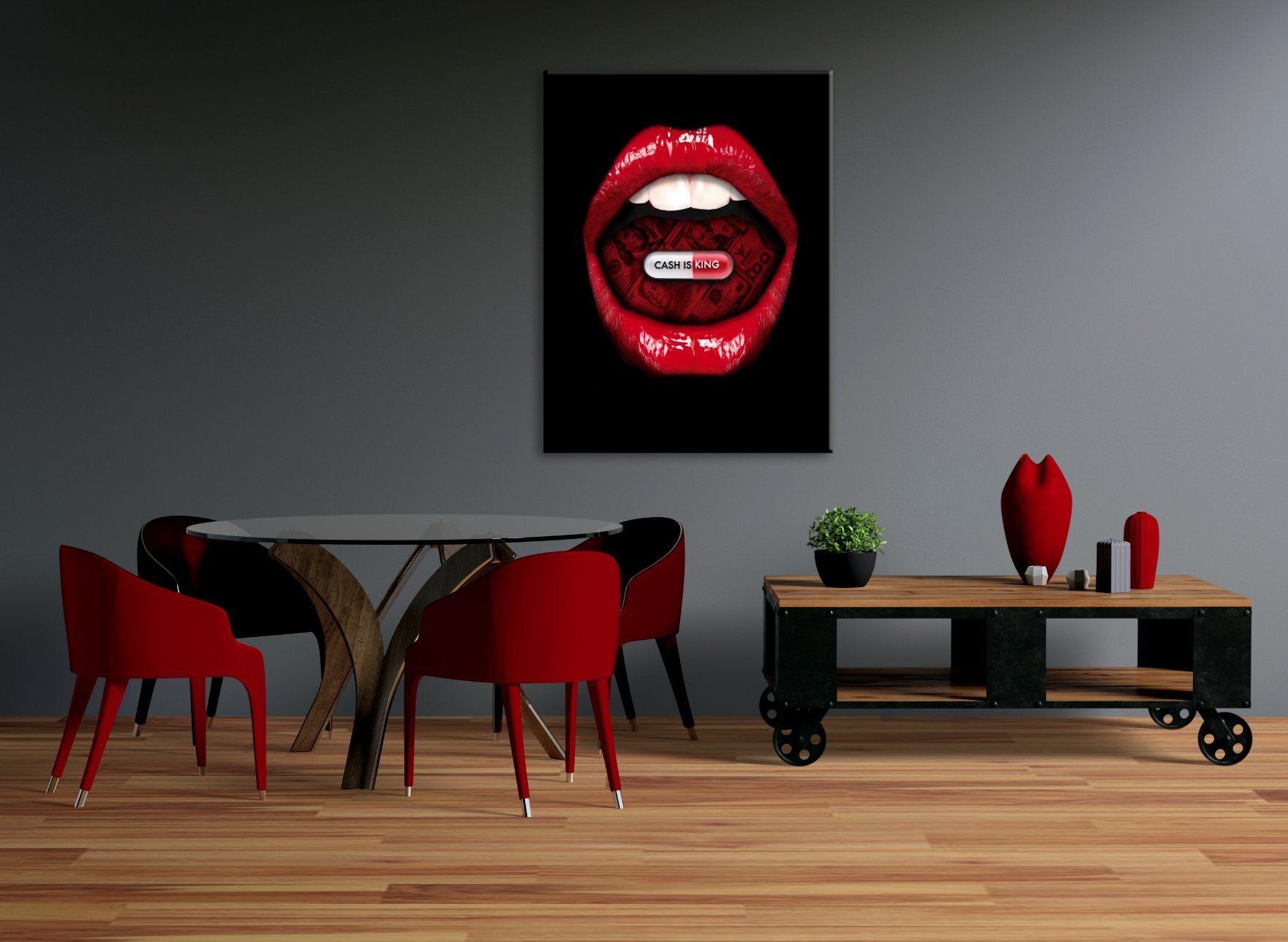 Cash is King Lips Canvas