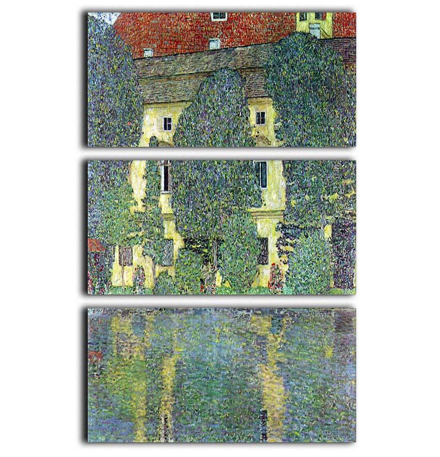 Castle at the Attersee by Klimt 3 Split Panel Canvas Print - Canvas Art Rocks - 1