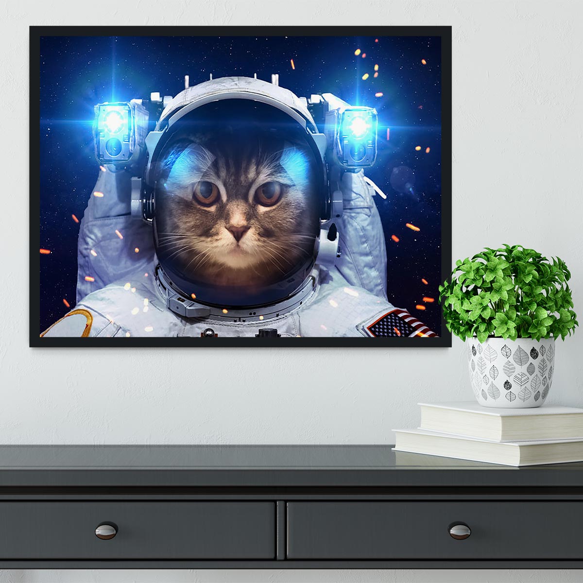 Cat in Space Framed Print - Canvas Art Rocks - 2