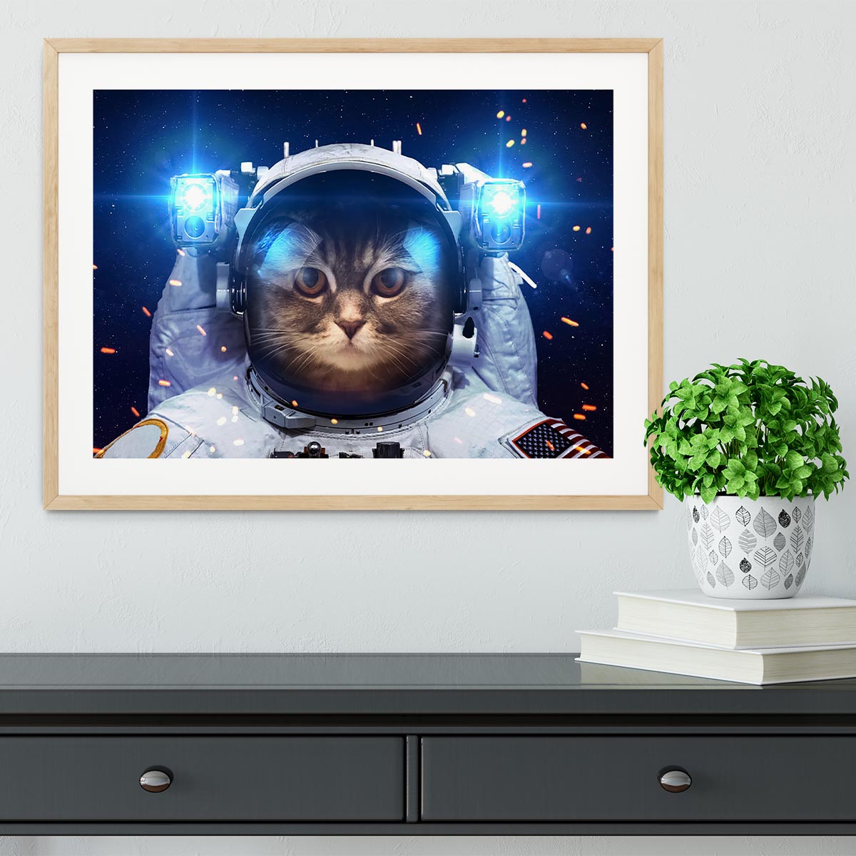 Cat in Space Framed Print - Canvas Art Rocks - 3