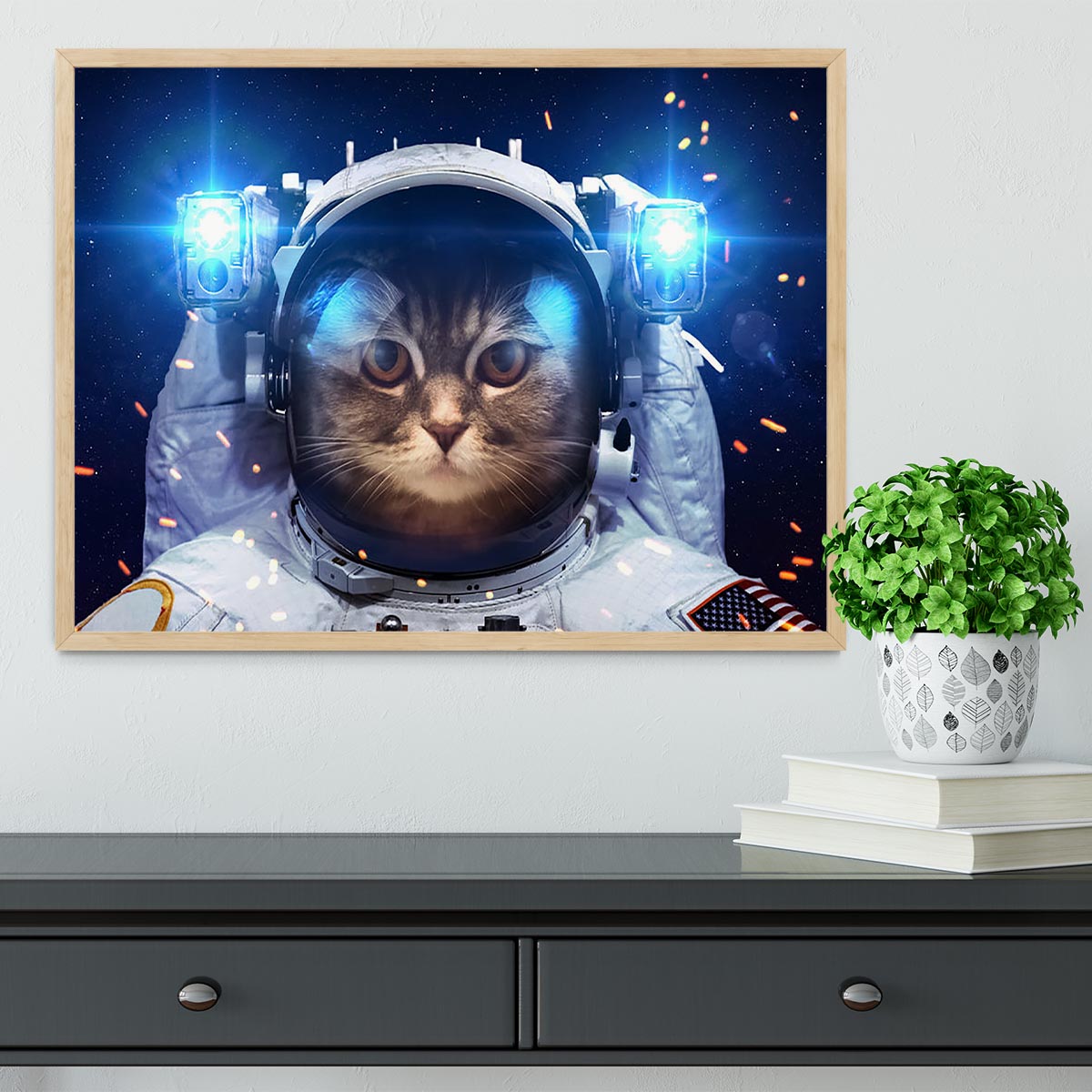 Cat in Space Framed Print - Canvas Art Rocks - 4