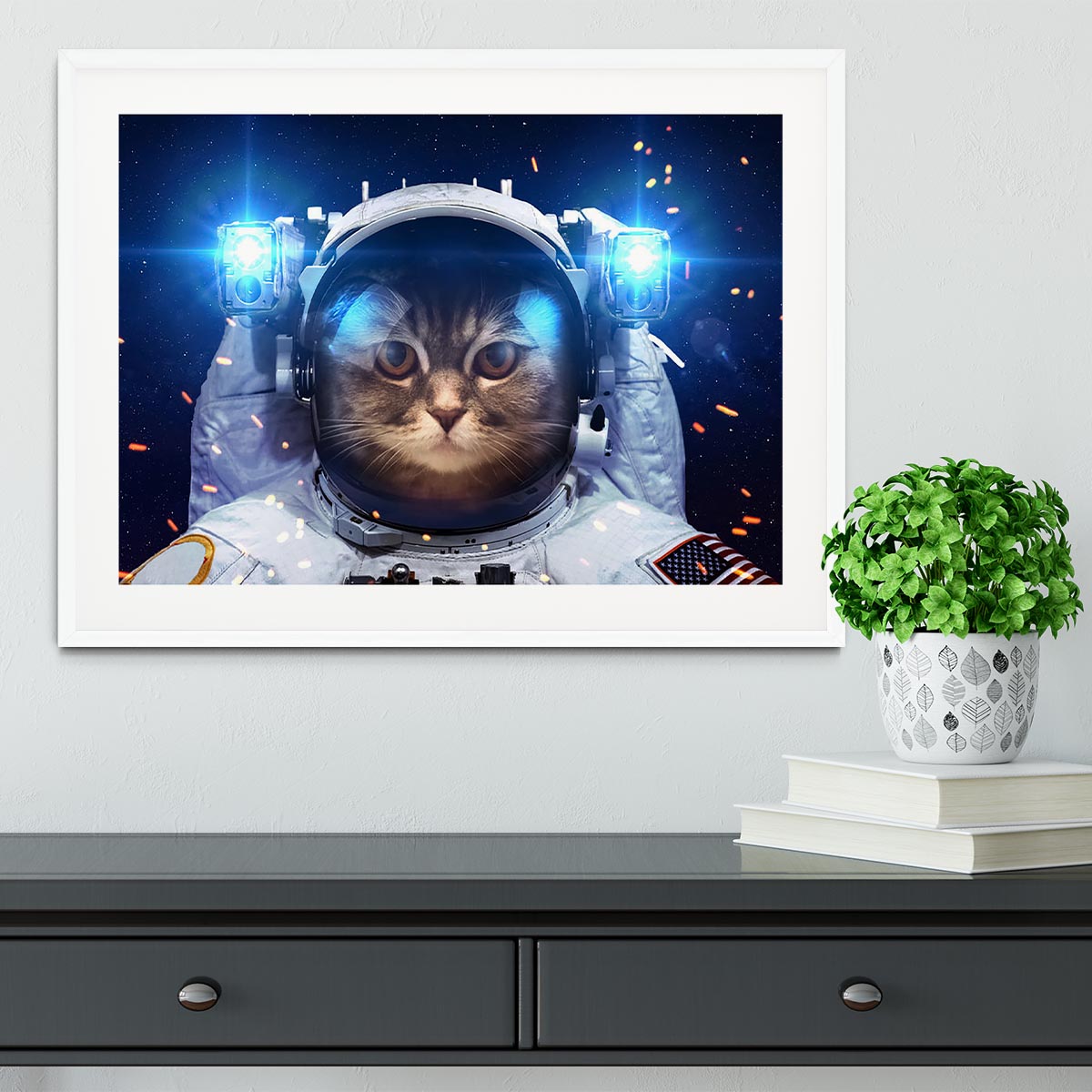 Cat in Space Framed Print - Canvas Art Rocks - 5