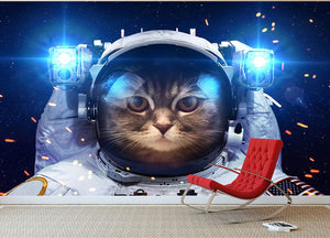 Cat in Space Wall Mural Wallpaper - Canvas Art Rocks - 2