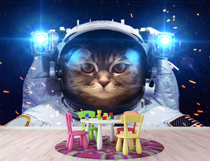 Cat in Space Wall Mural Wallpaper - Canvas Art Rocks - 3