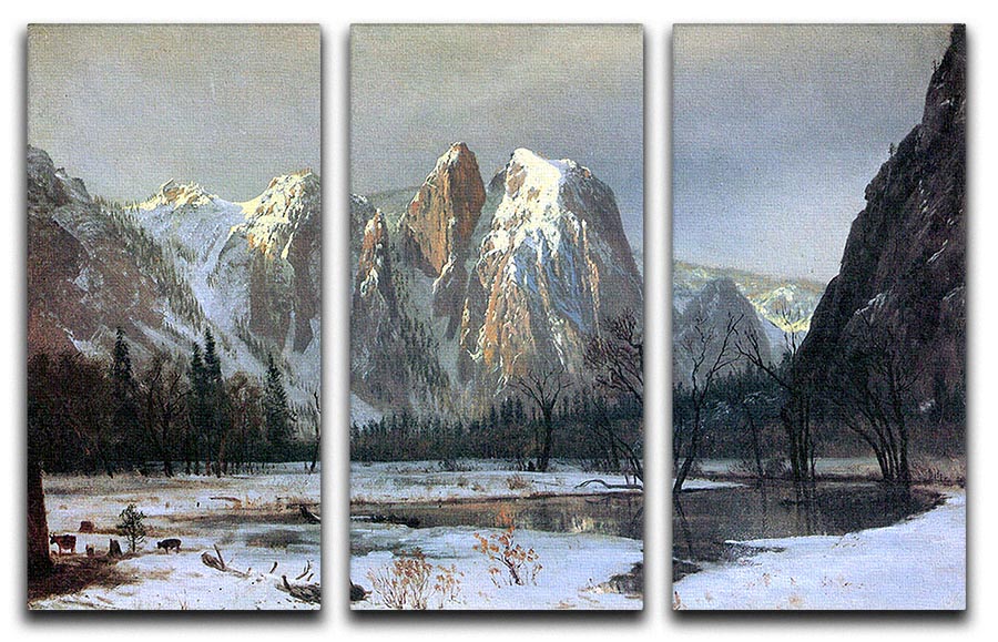 Cathedral Rocks Yosemite by Bierstadt 3 Split Panel Canvas Print - Canvas Art Rocks - 1