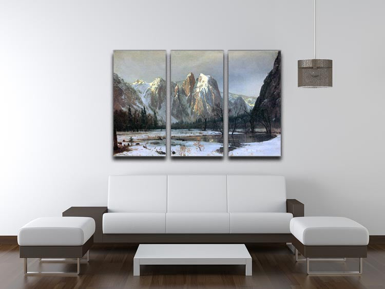 Cathedral Rocks Yosemite by Bierstadt 3 Split Panel Canvas Print - Canvas Art Rocks - 3