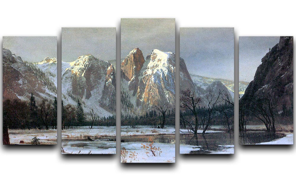 Cathedral Rocks Yosemite by Bierstadt 5 Split Panel Canvas - Canvas Art Rocks - 1