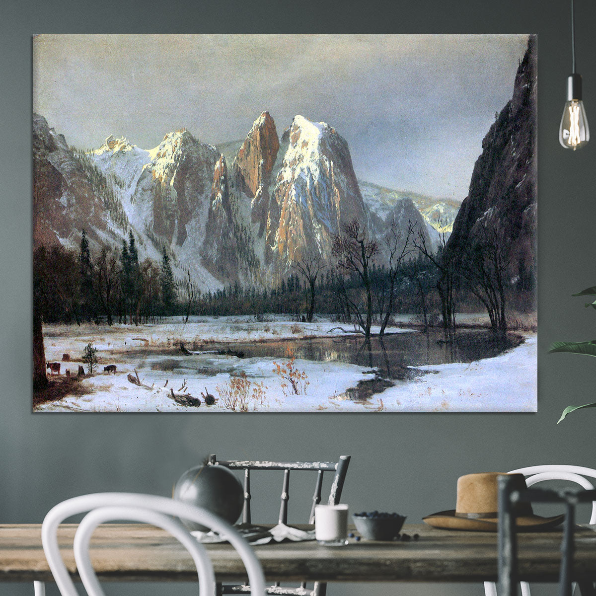 Cathedral Rocks Yosemite by Bierstadt Canvas Print or Poster - Canvas Art Rocks - 3