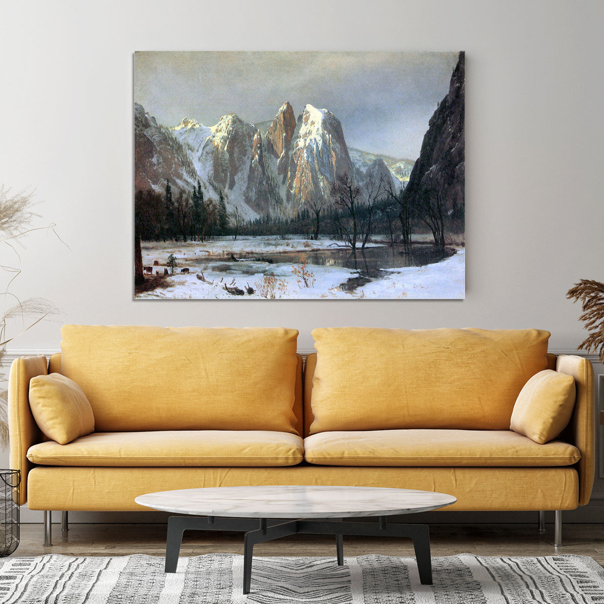 Cathedral Rocks Yosemite by Bierstadt Canvas Print or Poster - Canvas Art Rocks - 4