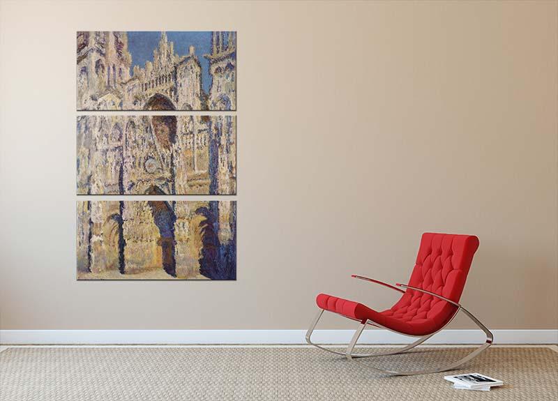 Cathedral at Rouen by Monet 3 Split Panel Canvas Print - Canvas Art Rocks - 2