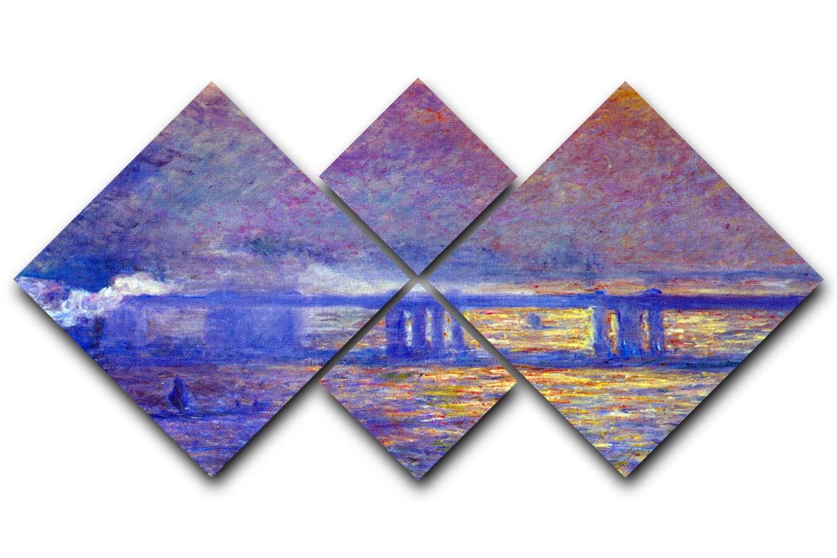 Charing cross bridge by Monet 4 Square Multi Panel Canvas  - Canvas Art Rocks - 1