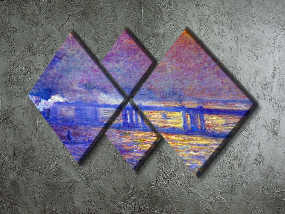 Charing cross bridge by Monet 4 Square Multi Panel Canvas - Canvas Art Rocks - 2
