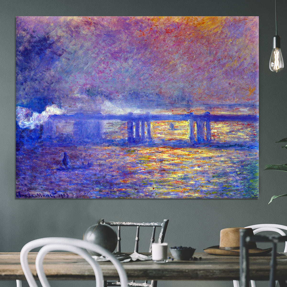 Charing cross bridge by Monet Canvas Print or Poster - Canvas Art Rocks - 3