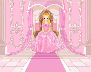 Charming Princess sits on a throne Wall Mural Wallpaper - Canvas Art Rocks - 1