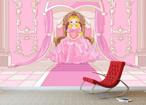 Charming Princess sits on a throne Wall Mural Wallpaper - Canvas Art Rocks - 3