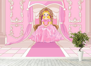 Charming Princess sits on a throne Wall Mural Wallpaper - Canvas Art Rocks - 4
