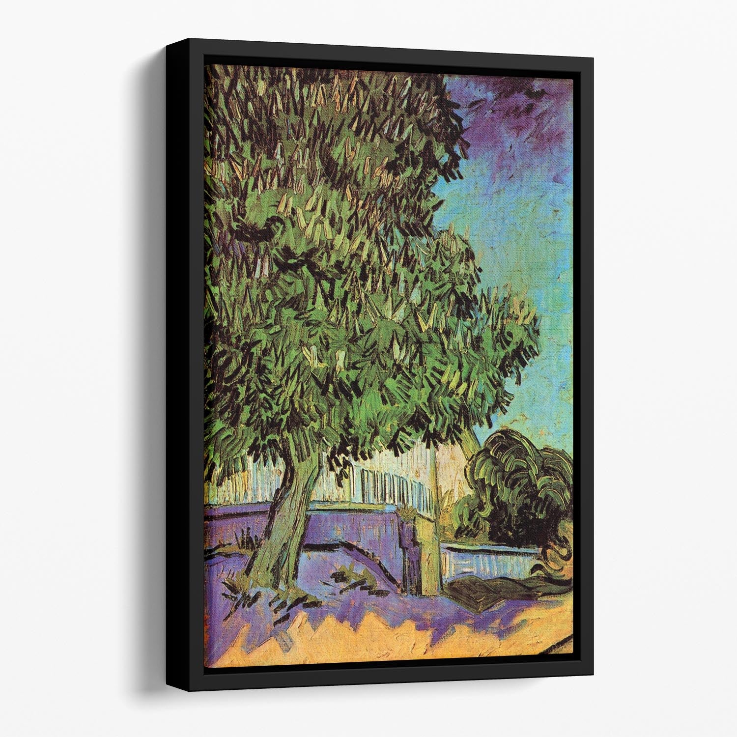 Chestnut Tree in Blossom by Van Gogh Floating Framed Canvas