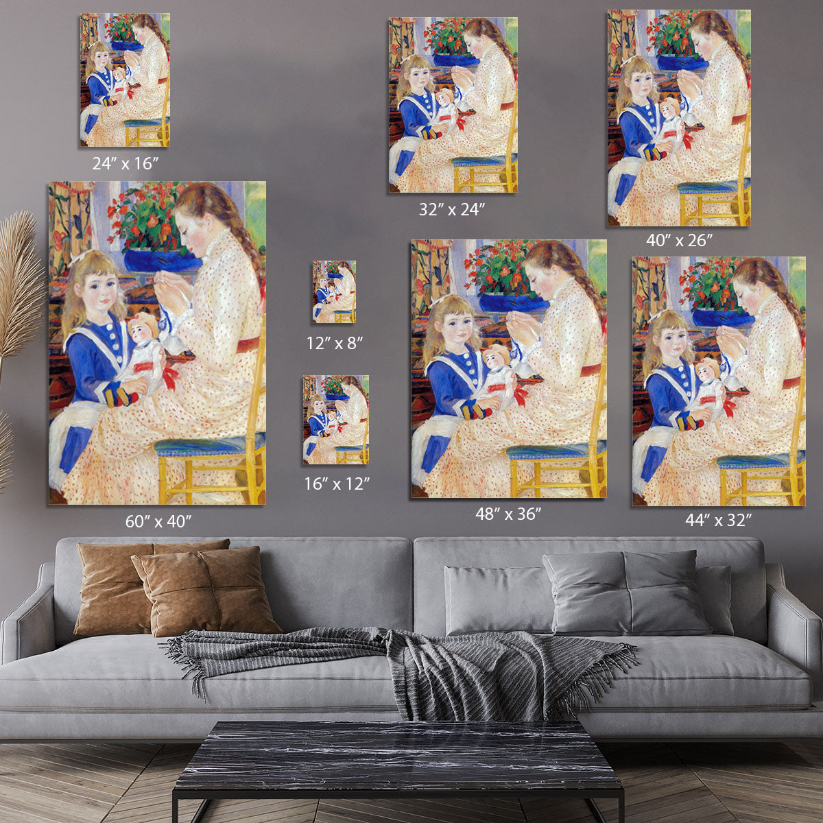 Children in the afternoon in Wargemont Detail by Renoir Canvas Print or Poster - Canvas Art Rocks - 7