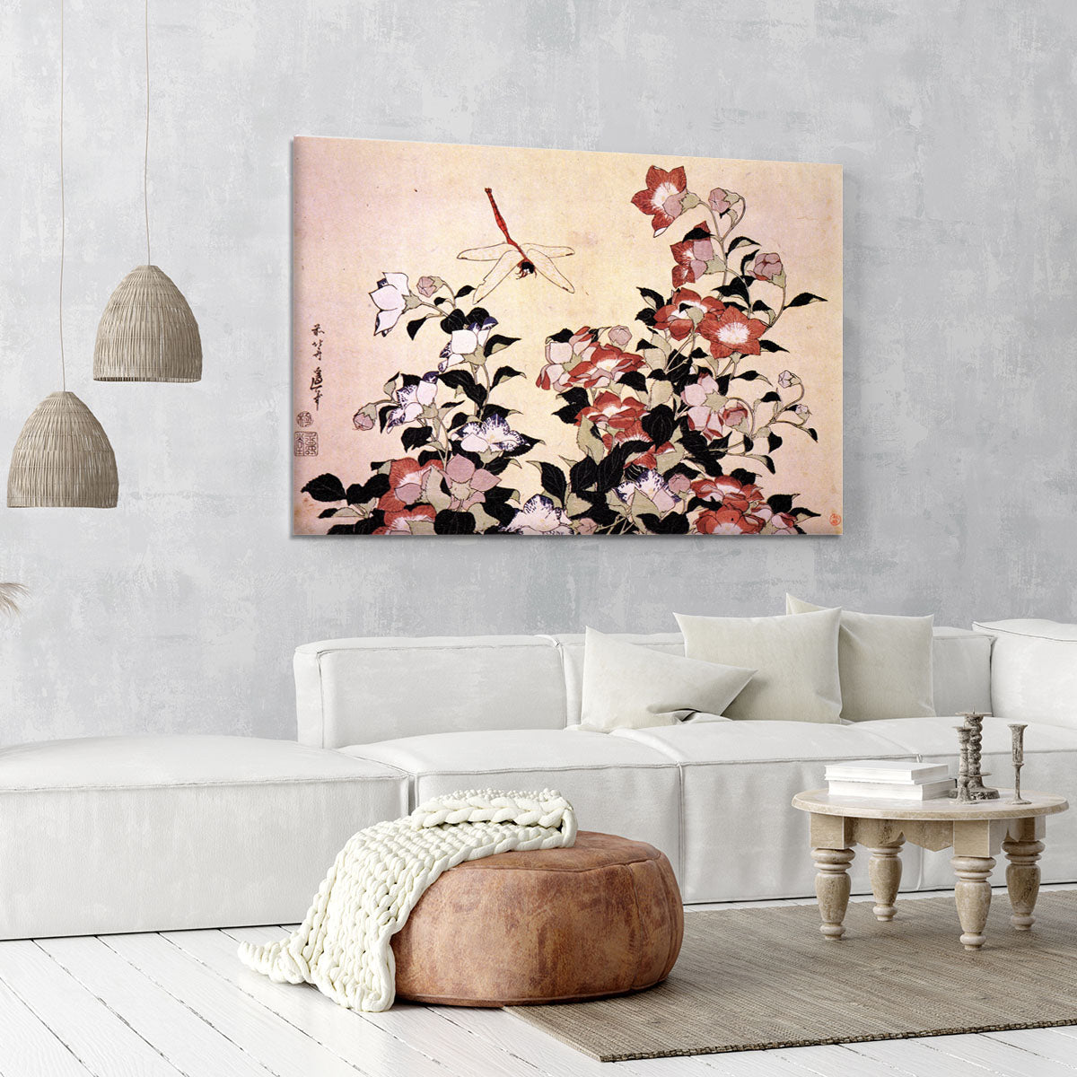 Chinese bell flower and dragon-fly by Hokusai Canvas Print or Poster - Canvas Art Rocks - 6