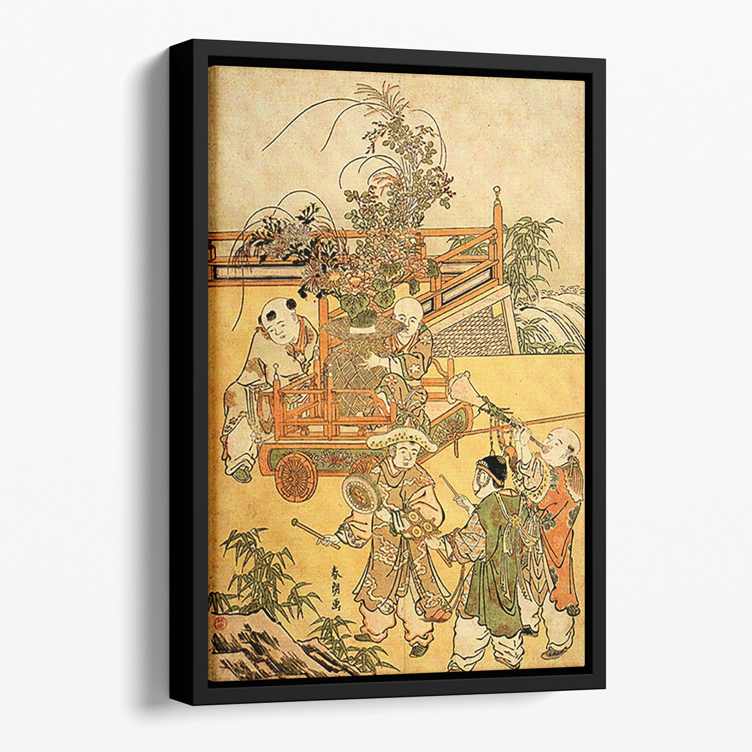 Chinese children by Hokusai Floating Framed Canvas