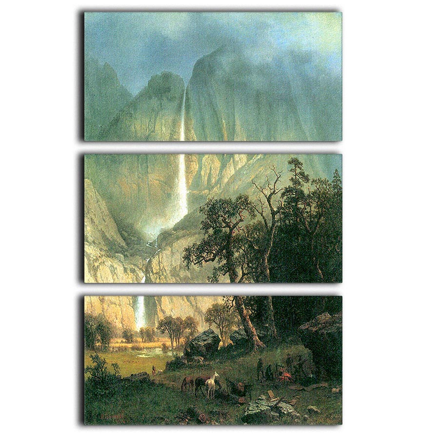 Cho-Looke Yosemite Watterfall by Bierstadt 3 Split Panel Canvas Print - Canvas Art Rocks - 1