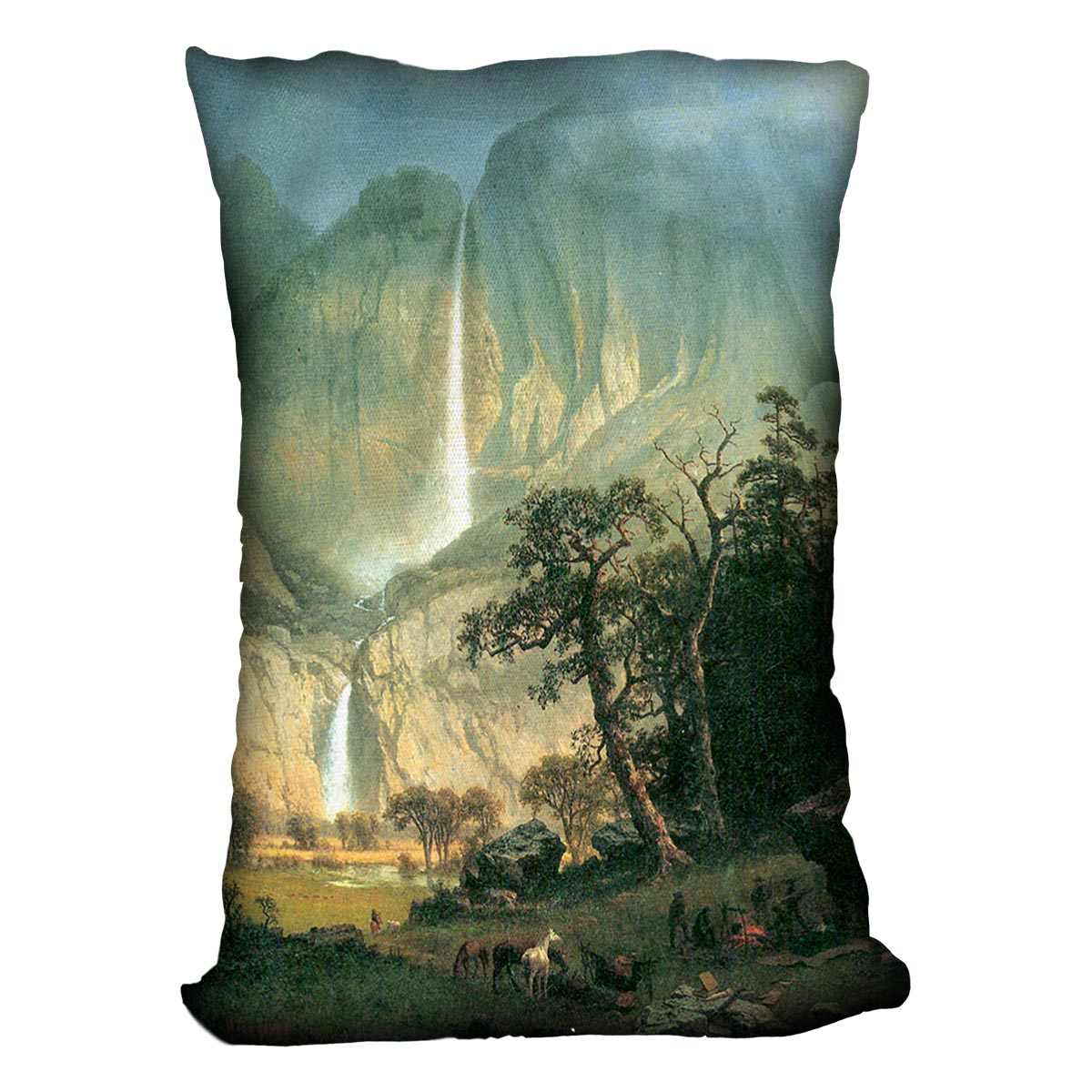 Cho-Looke Yosemite Watterfall by Bierstadt Cushion - Canvas Art Rocks - 4