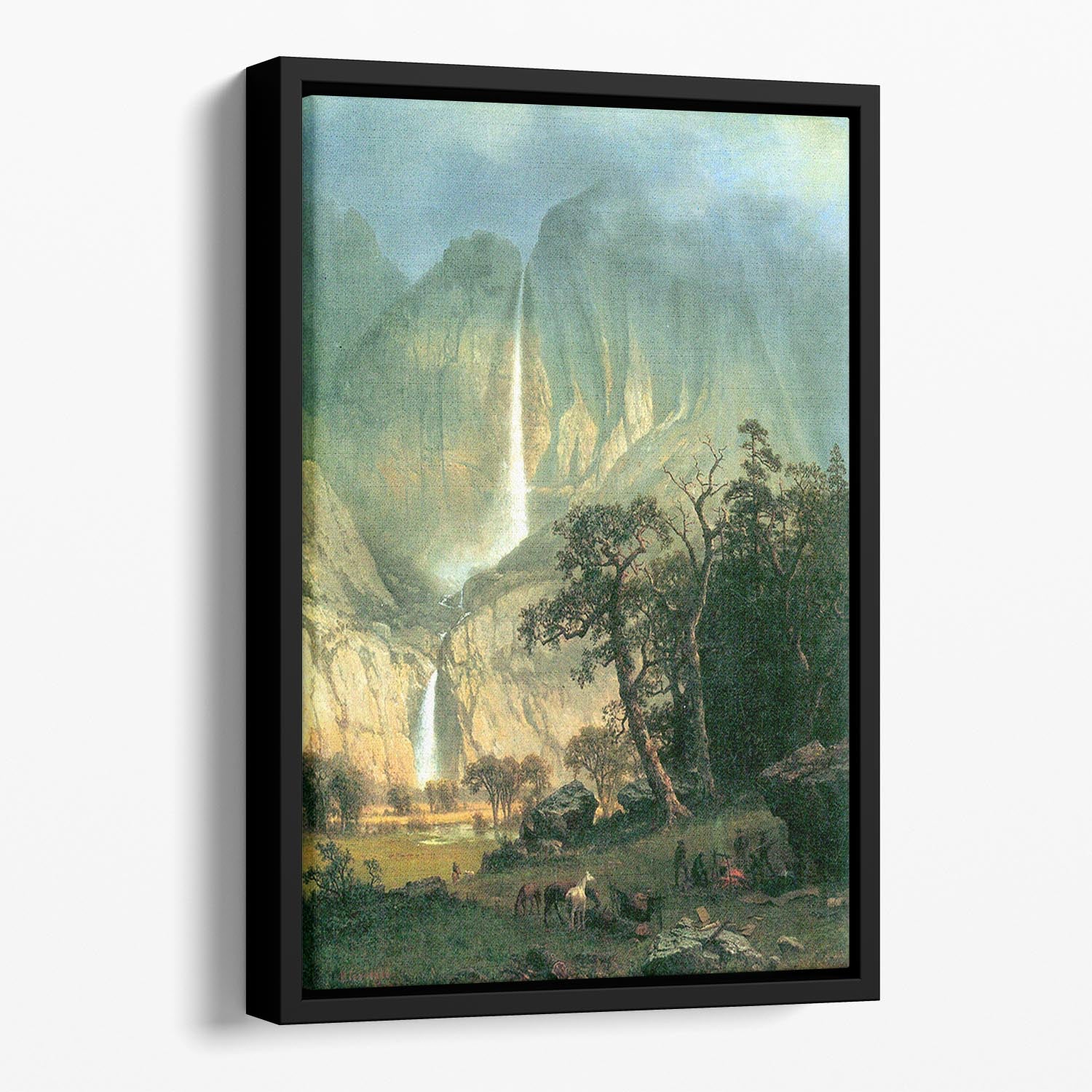 Cho-Looke Yosemite Watterfall by Bierstadt Floating Framed Canvas - Canvas Art Rocks - 1