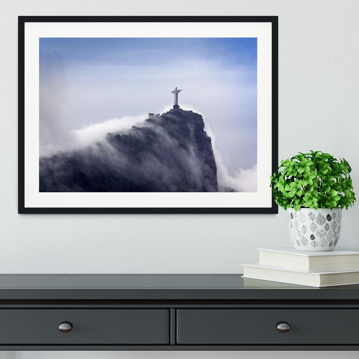 Christ the Redeemer in clouds Framed Print - Canvas Art Rocks - 1