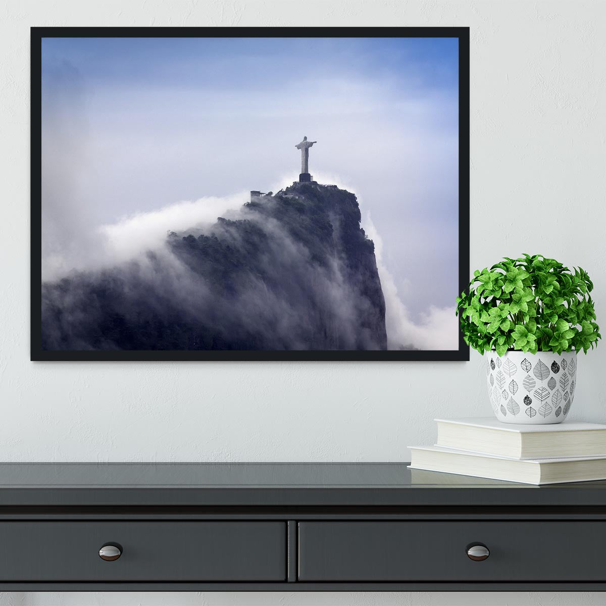 Christ the Redeemer in clouds Framed Print - Canvas Art Rocks - 2