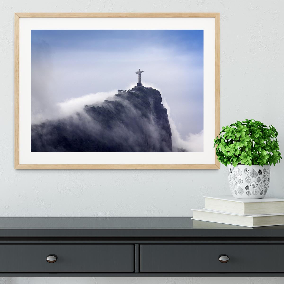 Christ the Redeemer in clouds Framed Print - Canvas Art Rocks - 3