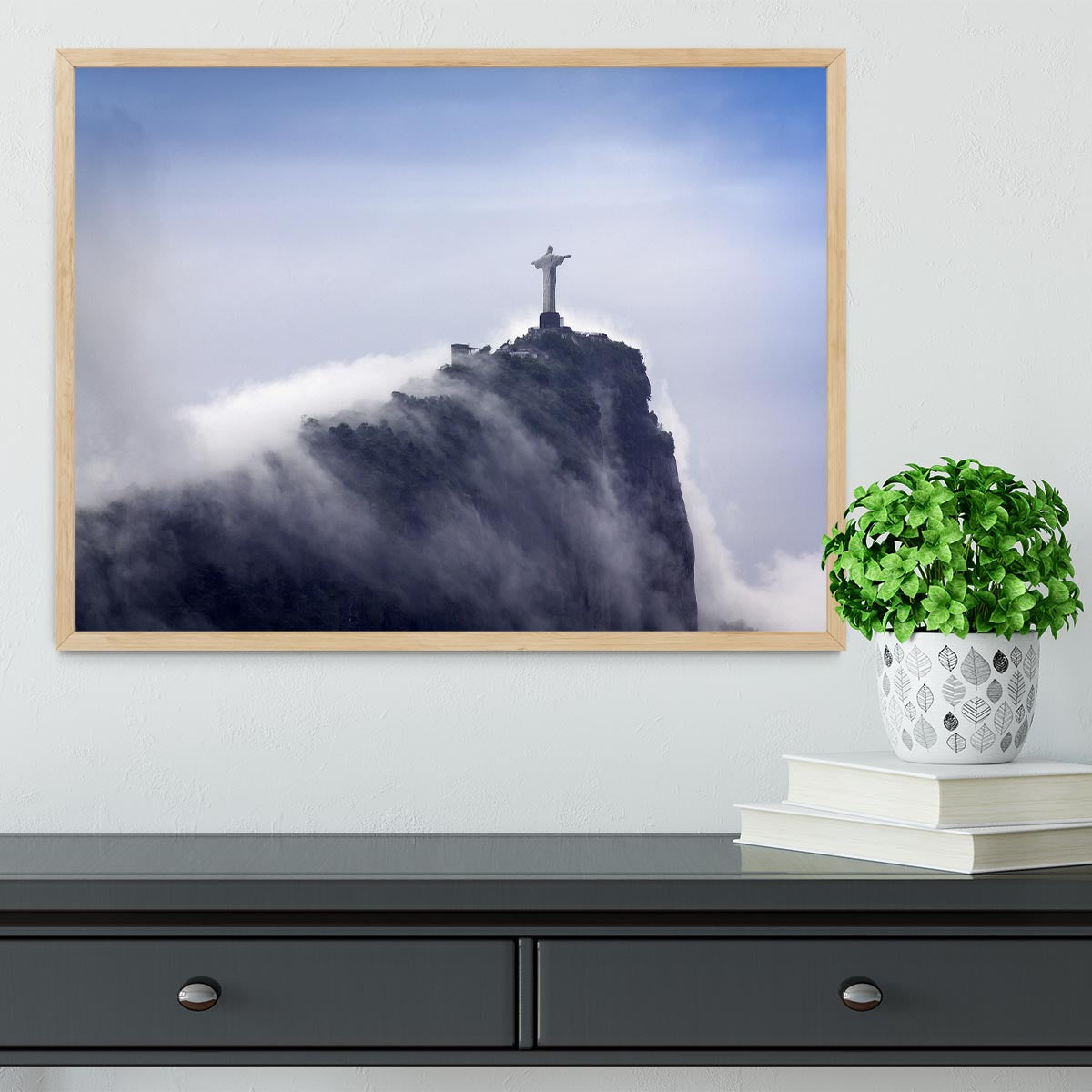 Christ the Redeemer in clouds Framed Print - Canvas Art Rocks - 4