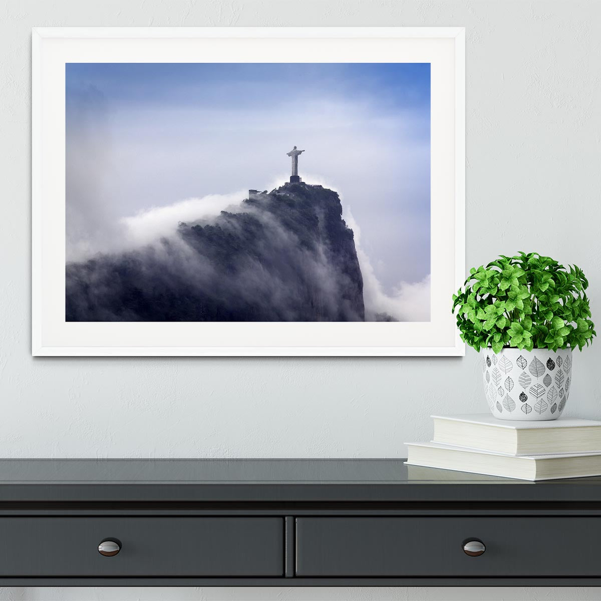 Christ the Redeemer in clouds Framed Print - Canvas Art Rocks - 5