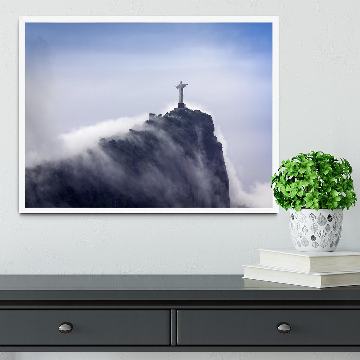 Christ the Redeemer in clouds Framed Print - Canvas Art Rocks -6