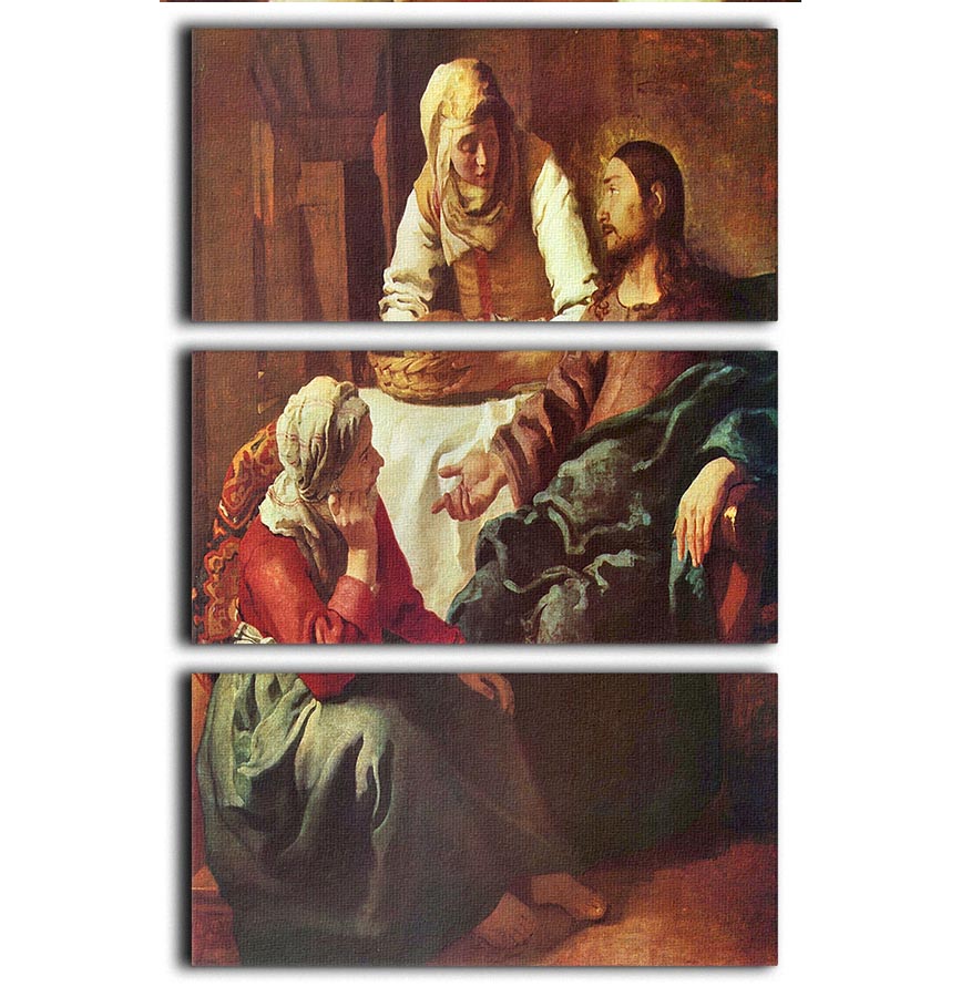 Christ with Mary and Martha by Vermeer 3 Split Panel Canvas Print - Canvas Art Rocks - 1